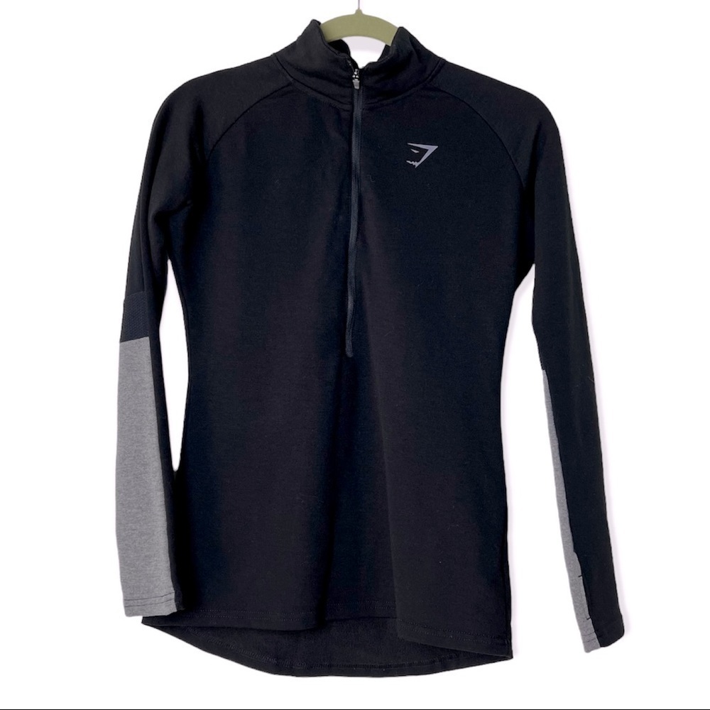 Gymshark Black Long Sleeve Athletic Pullover. Size Small